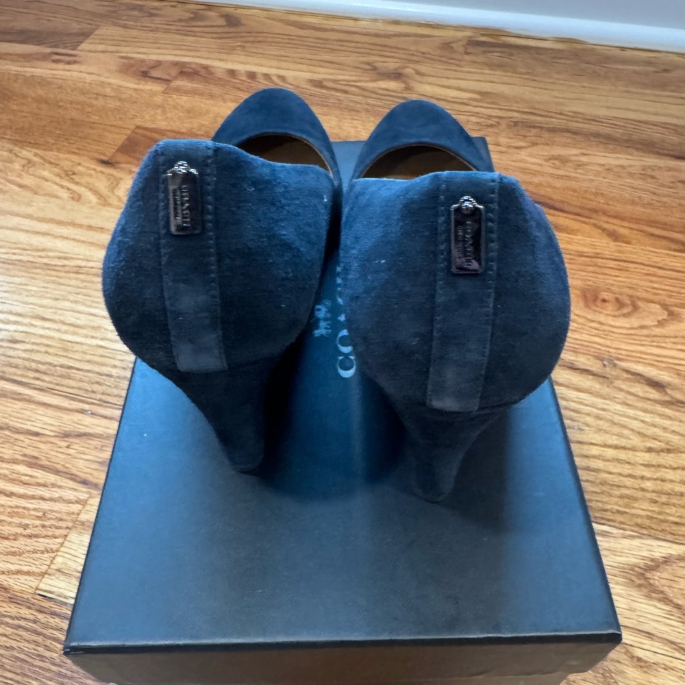 Coach Women's Dark Suede Heels - Picture 3 of 5